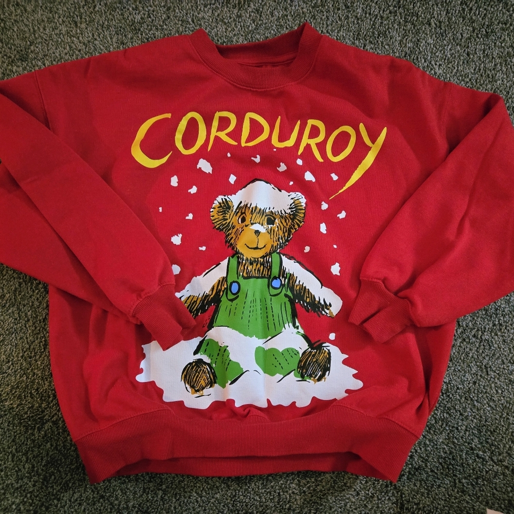 RIPPLE JUNCTION Red Corduroy Bear Sweater